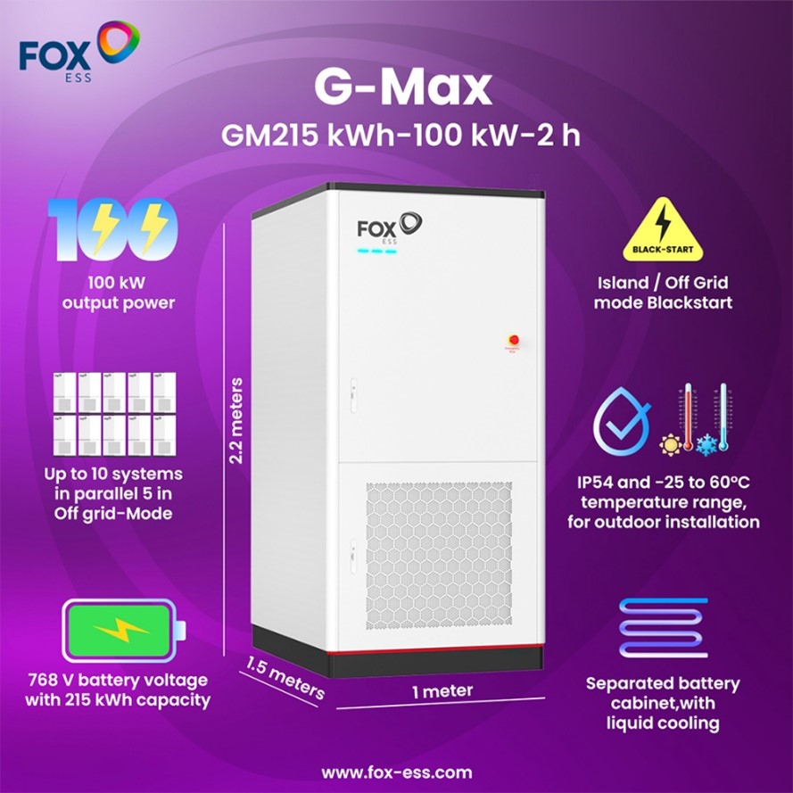 Batería G-Max de Fox ESS para entornos industriales